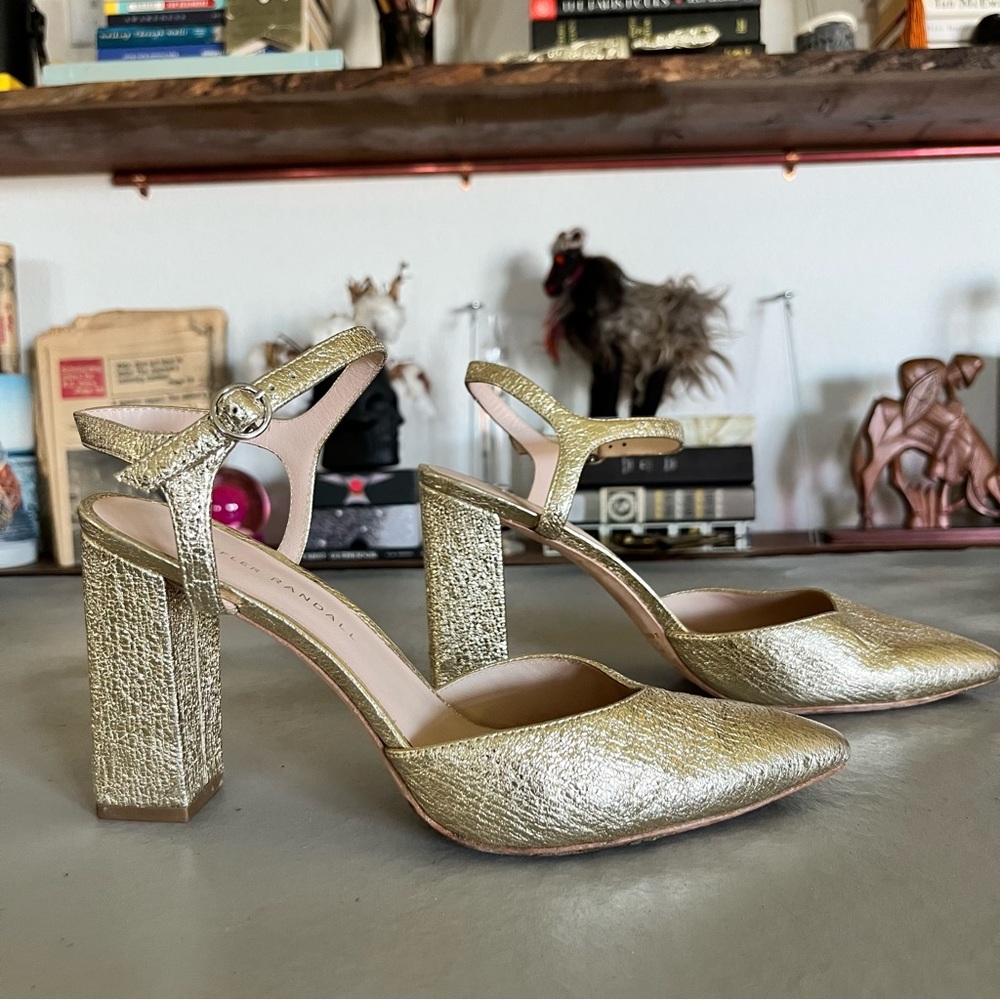 Loeffler Randall Leily Gold D'Orsay Block Heels - Picture 2 of 13